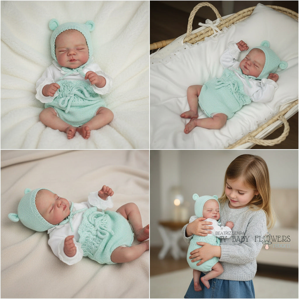 19-Zoll-Reborn-Puppenset im hellblauen Pullover, Simulationspuppe, Neugeborenes