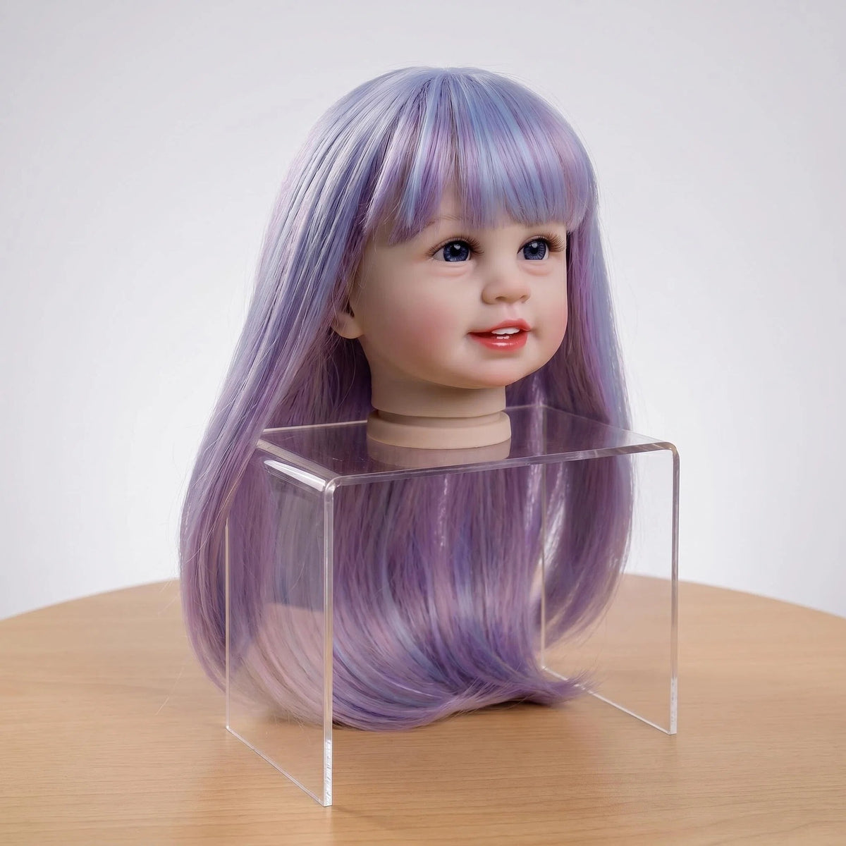Ersatzperücke für Reborn-Puppen, langes glattes oder lockiges Haar mit Pony, in verschiedenen Farben wie Pink, Blond oder Regenbogenfarben, geflochtene Puppenperücke passend für 20–22 Zoll Reborn-Babypuppen