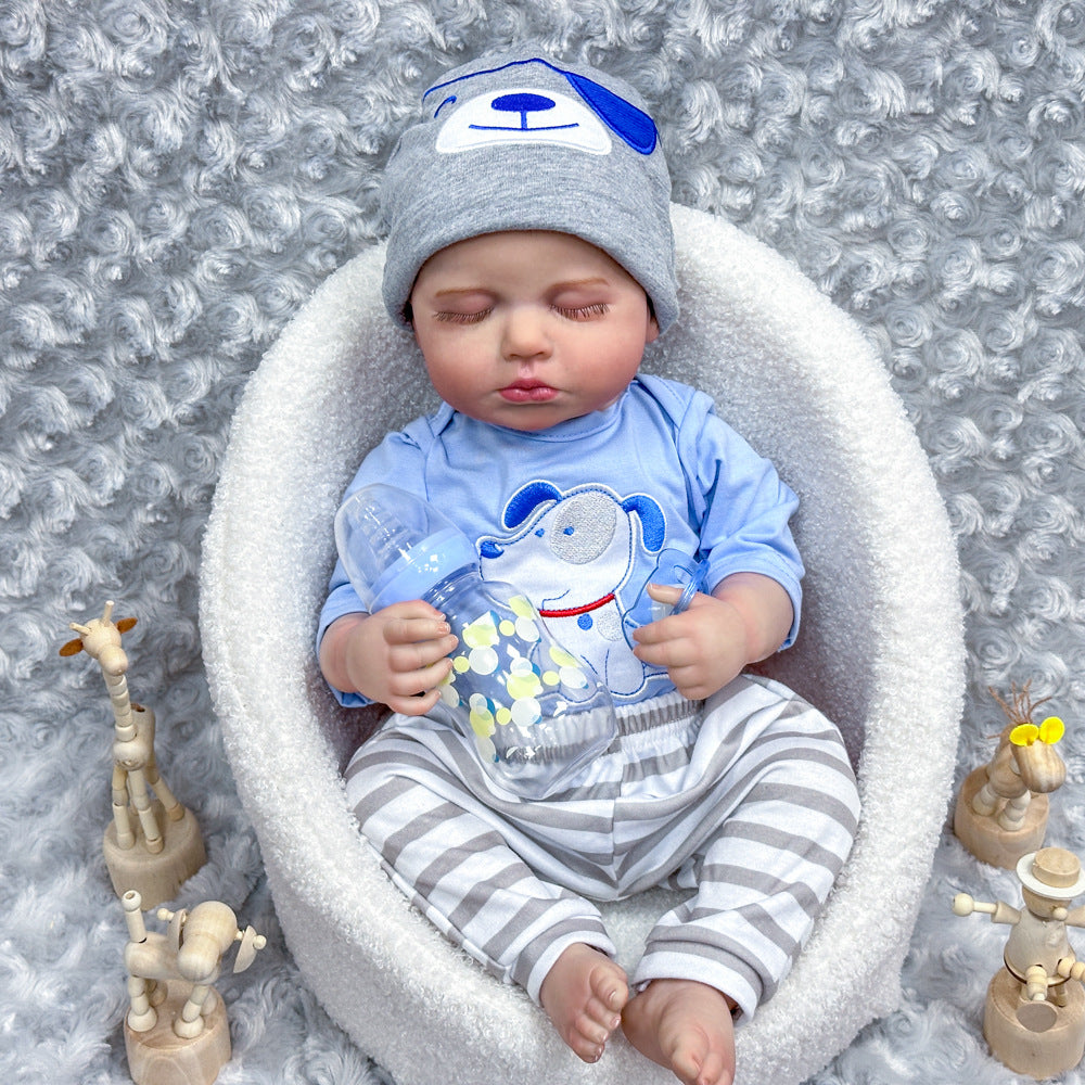 20 Zoll lebensgroße Vollvinyl-Schlafbaby-Puppe, inklusive Babyflasche, zeitloses Andenken für Geburtstage und die Feiertagssaison