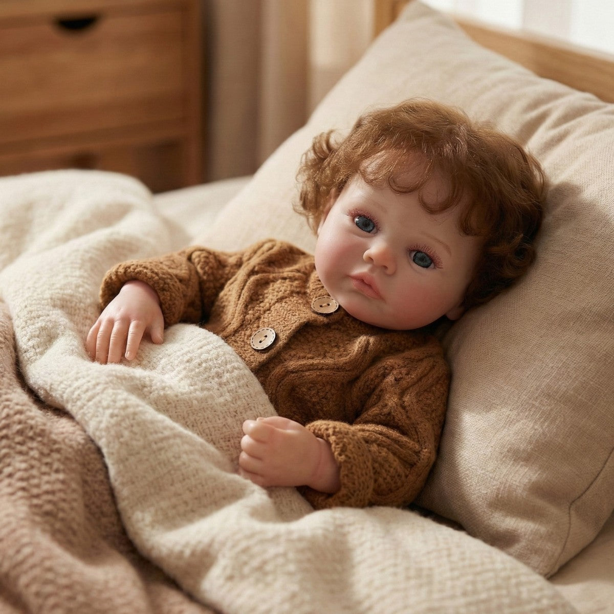 45 cm Reborn-Puppe mit implantierten Haaren, Baby-Simulation