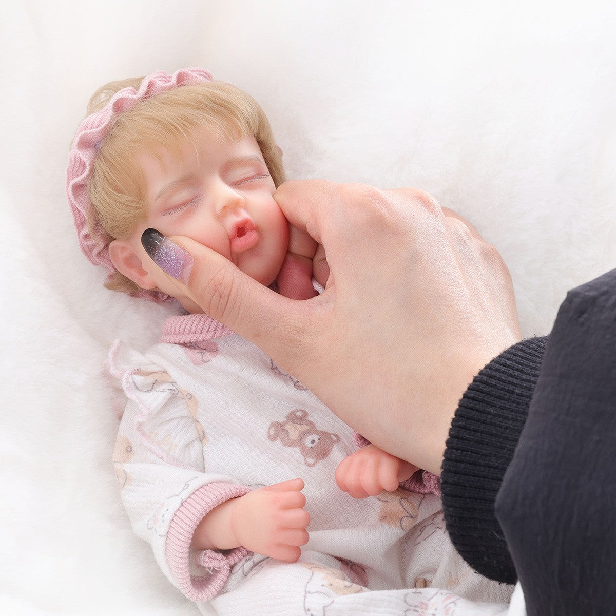 12 Zoll (30 cm) Simulations-Reborn-Babypuppe aus massivem Silikon, realistische Haptik, geschlossene Augen