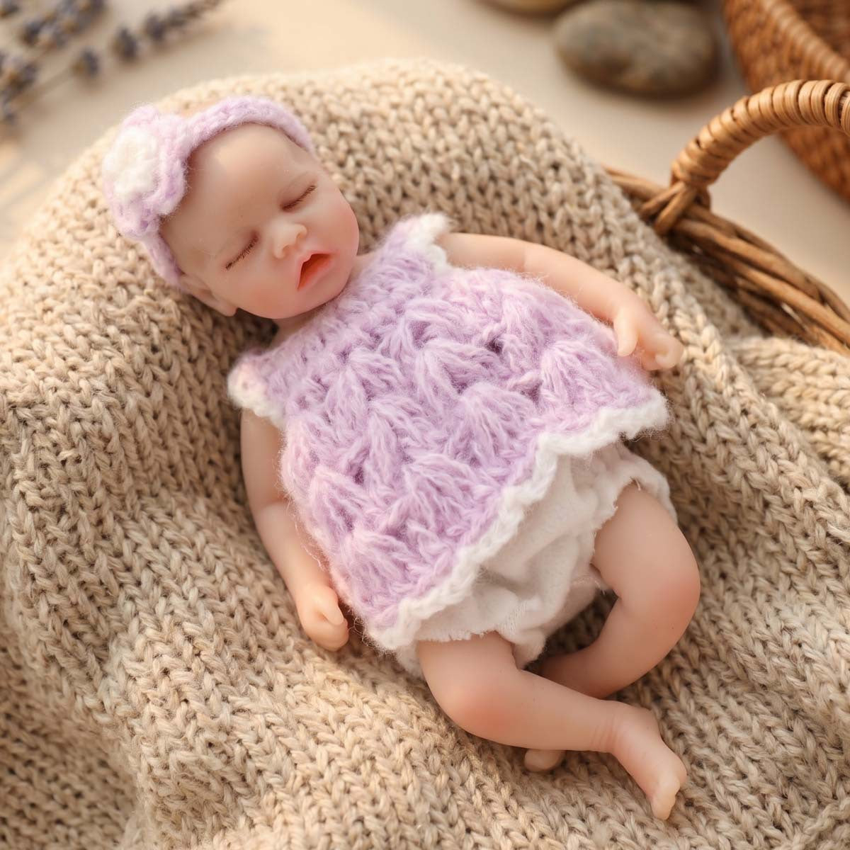 6-Zoll-Handflächen-Reborn-Babypuppe aus massivem Silikon, realitätsnahes, dehnbares Kinderspielzeug als Geschenk und Sammlerstück