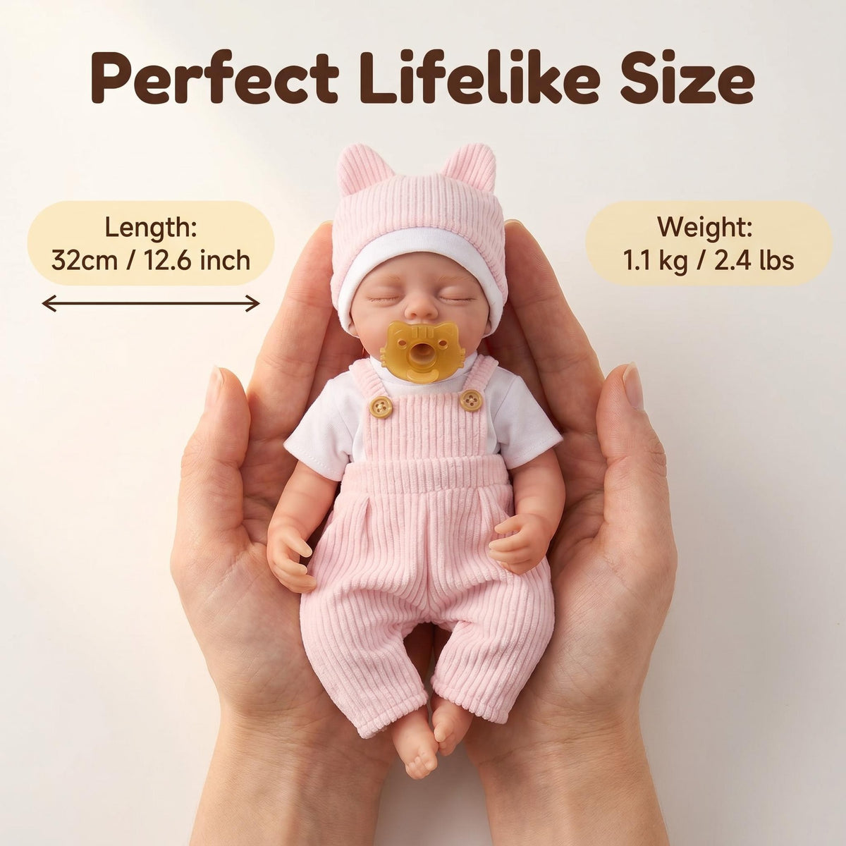 Tragbare 12 Zoll Reborn-Babypuppe aus massivem Silikon, waschbare Puppe für Rollenspiele und Dekoration
