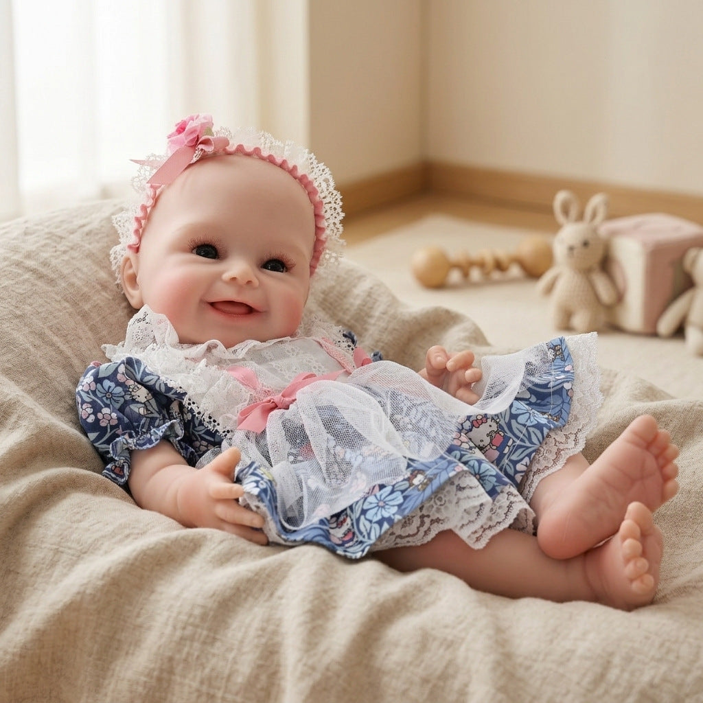 17 Zoll Reborn Babypuppe, niedliche Vollsilikon-Babypuppe, realistische Neugeborenen-Puppe, Spielzeug, Weihnachtsgeschenk