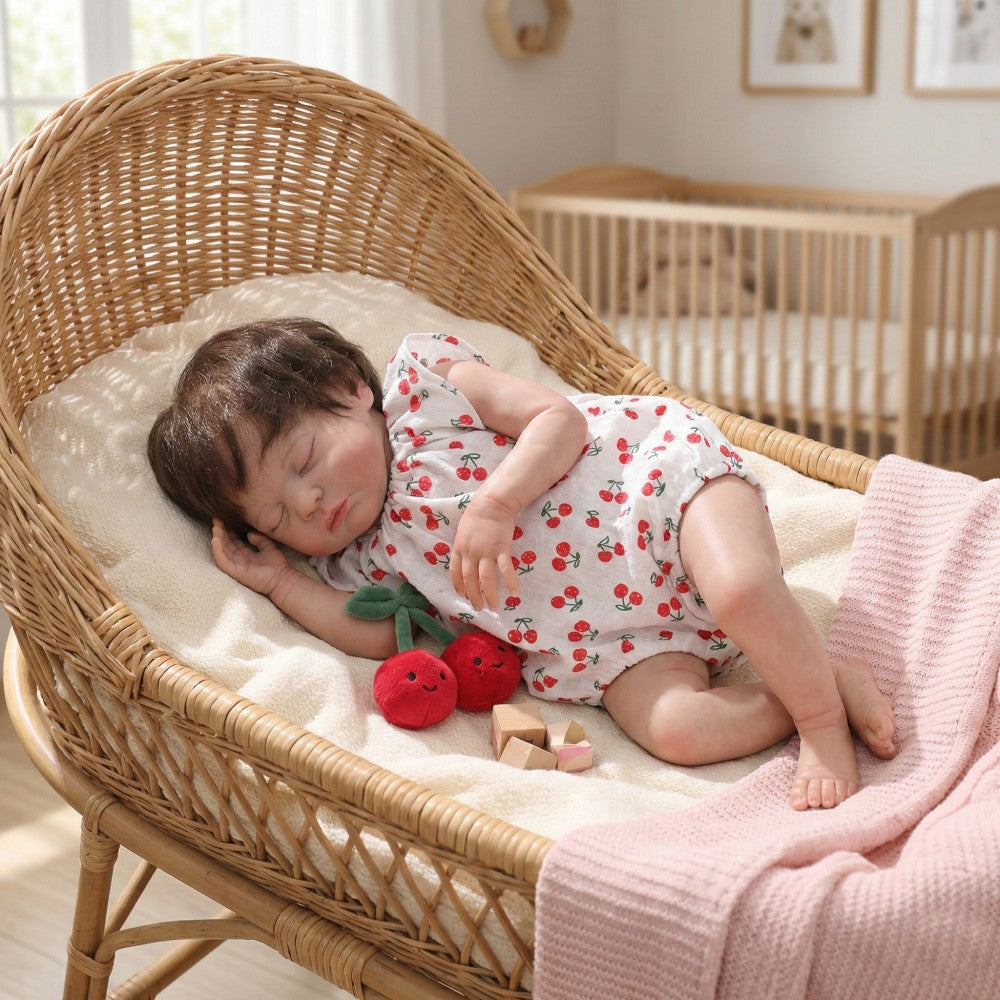 50 cm Rebirth-Puppe mit Haarimplantat, Stoffkörper-Simulations-Babypuppe für Mädchen, Ankleidespiel, Spielgefährte für zu Hause