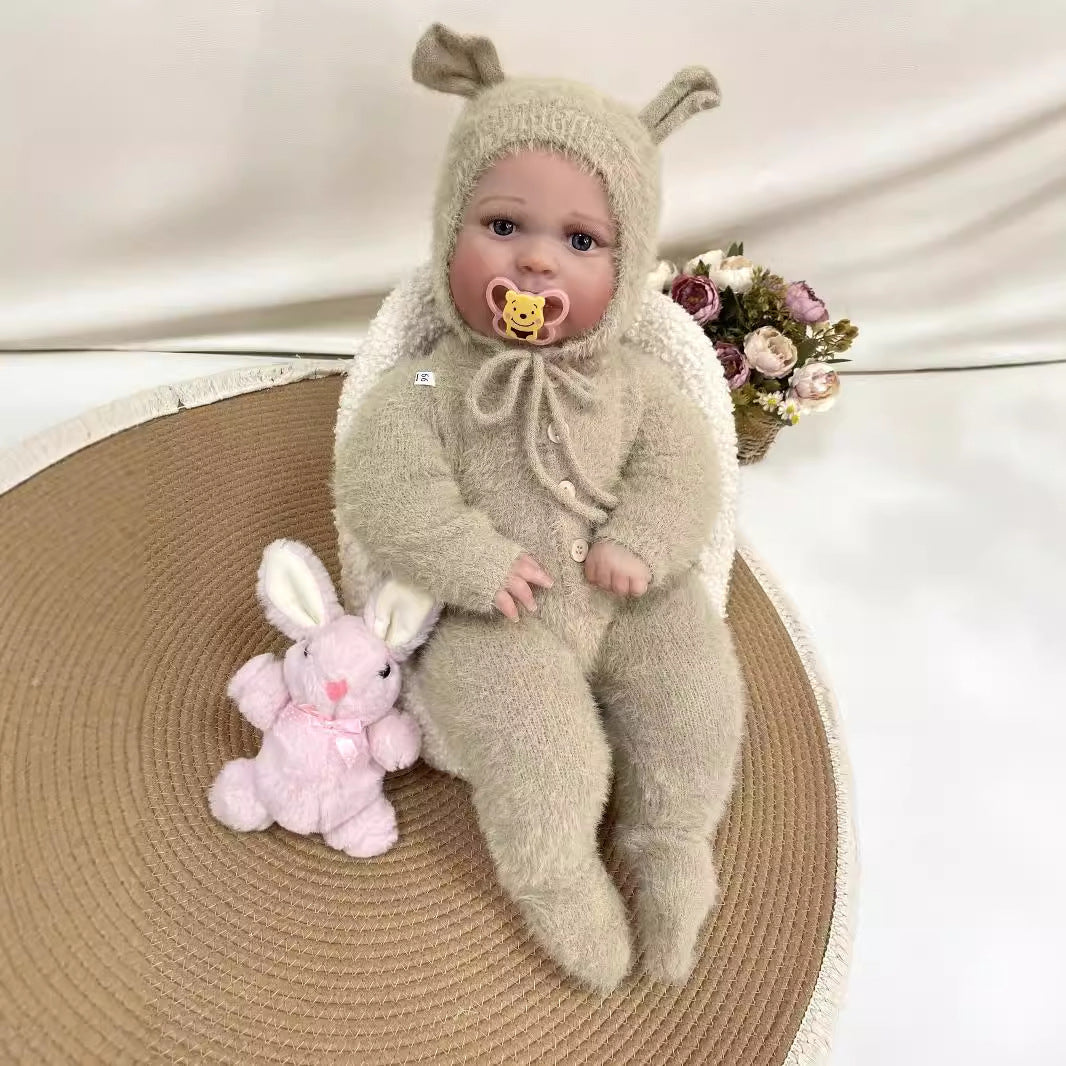 61 cm lebensechte, handgefertigte Reborn-Babypuppe mit Stoffkörper, 3D-Haut, Spielzeug für Kinder, Geschenk für Mädchen
