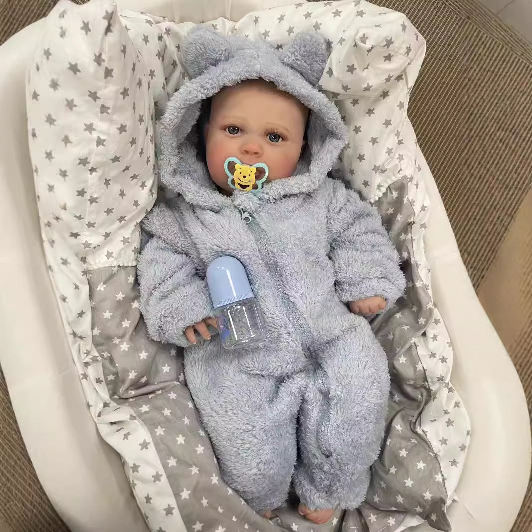 24 Zoll Reborn-Babypuppe, Neugeborenes mit Stoffkörper, süßes handgefertigtes Geschenk für Mädchen
