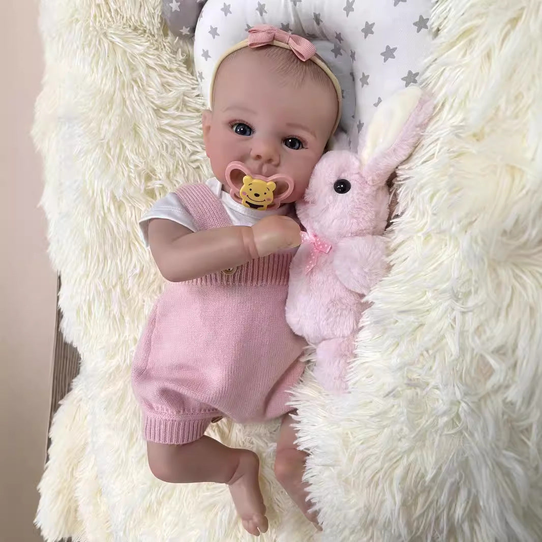 20 Zoll lebensechte Reborn-Babypuppe mit Stoffkörper, realistischer 3D-Haut, handgefertigte Neugeborenen-Spielpuppe für Mädchen