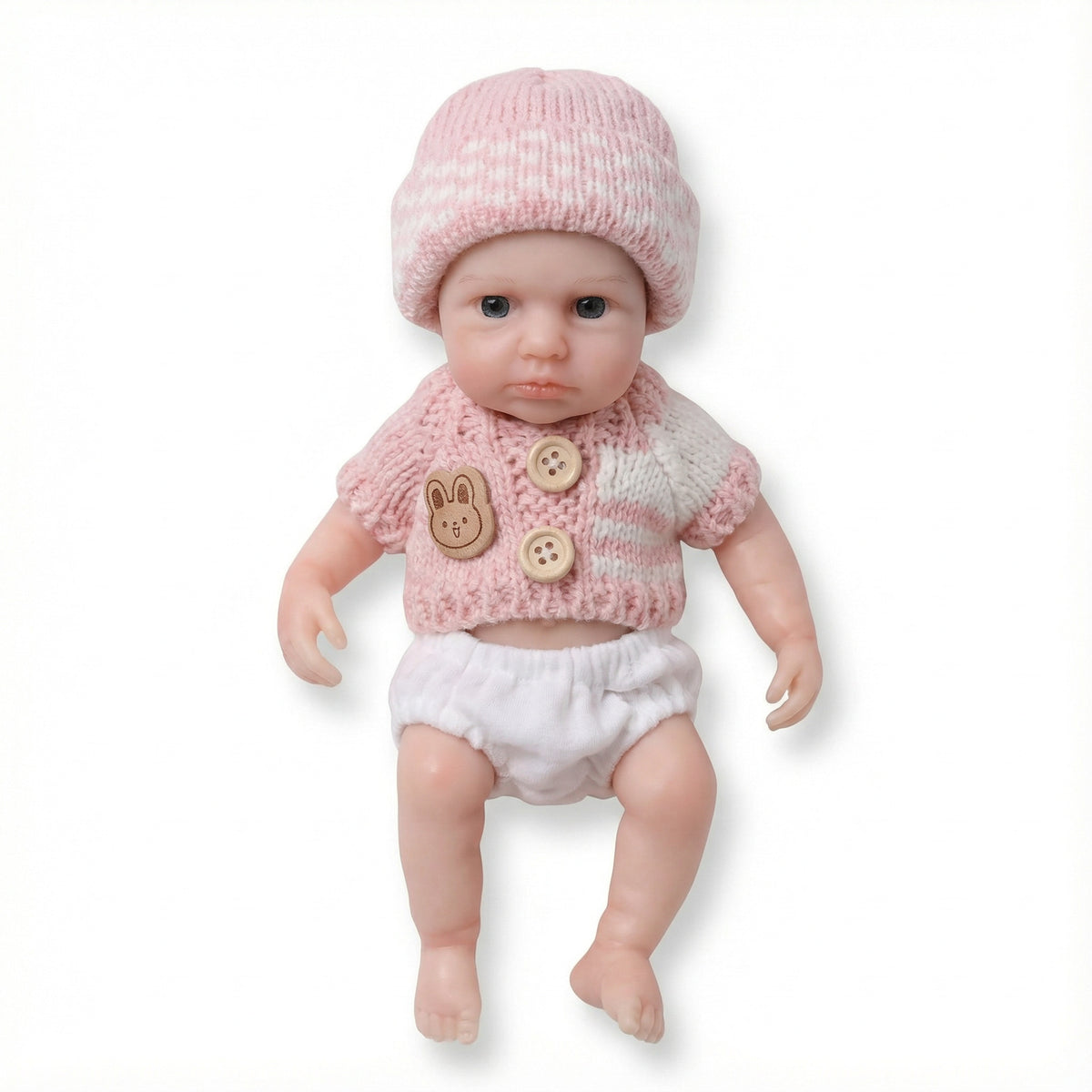 8-Zoll-Reborn-Puppe aus Vollsilikon mit kurzem Ärmel und Puder-Pullover