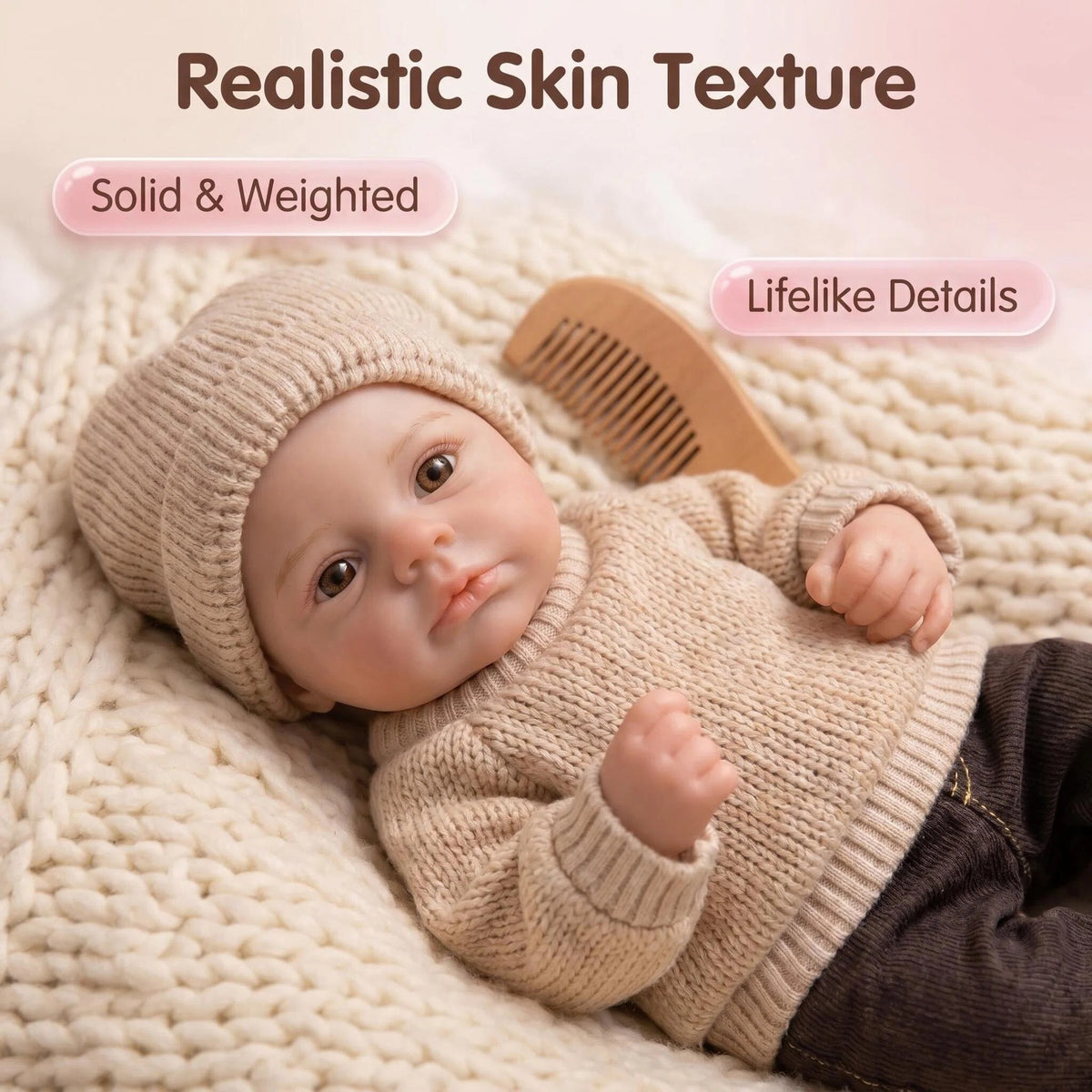 6-Zoll Reborn-Puppe mit Vollsilikonkörper, lebensecht, mit Hautvenen-Textur, handbemalte Neugeborenen-Puppe, komplettes Outfit- und Zubehör-Set
