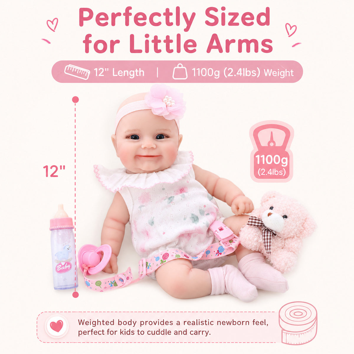 30 cm handgefertigte, lebensechte Reborn-Babypuppe mit Körper aus massivem Silikon, realistischer 3D-Haut, Spielzeug für kleine Mädchen