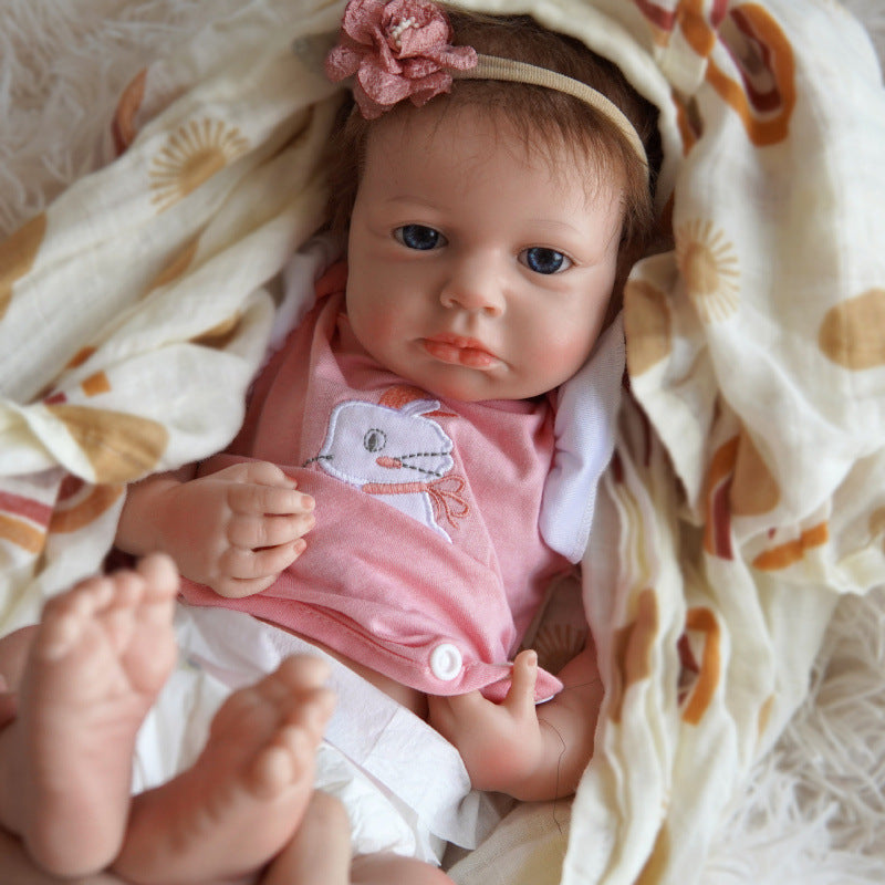 Echtes Hautgefühl 18 Zoll Vollsilikon Reborn-Puppe handgefertigtes Babyspielzeug für Kindergeburtstagsgeschenk