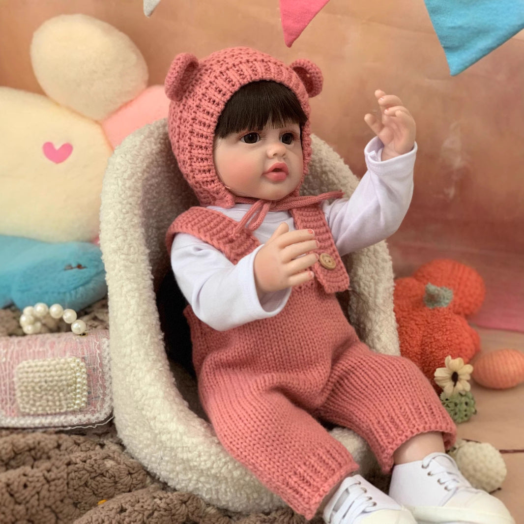 22 Zoll Reborn-Puppe mit Ganzkörper-Vinyl und Sound-Sensor, interaktives Begleitspielzeug für Kinder und Erwachsene, Geschenkidee für Geburtstage und Feiertage