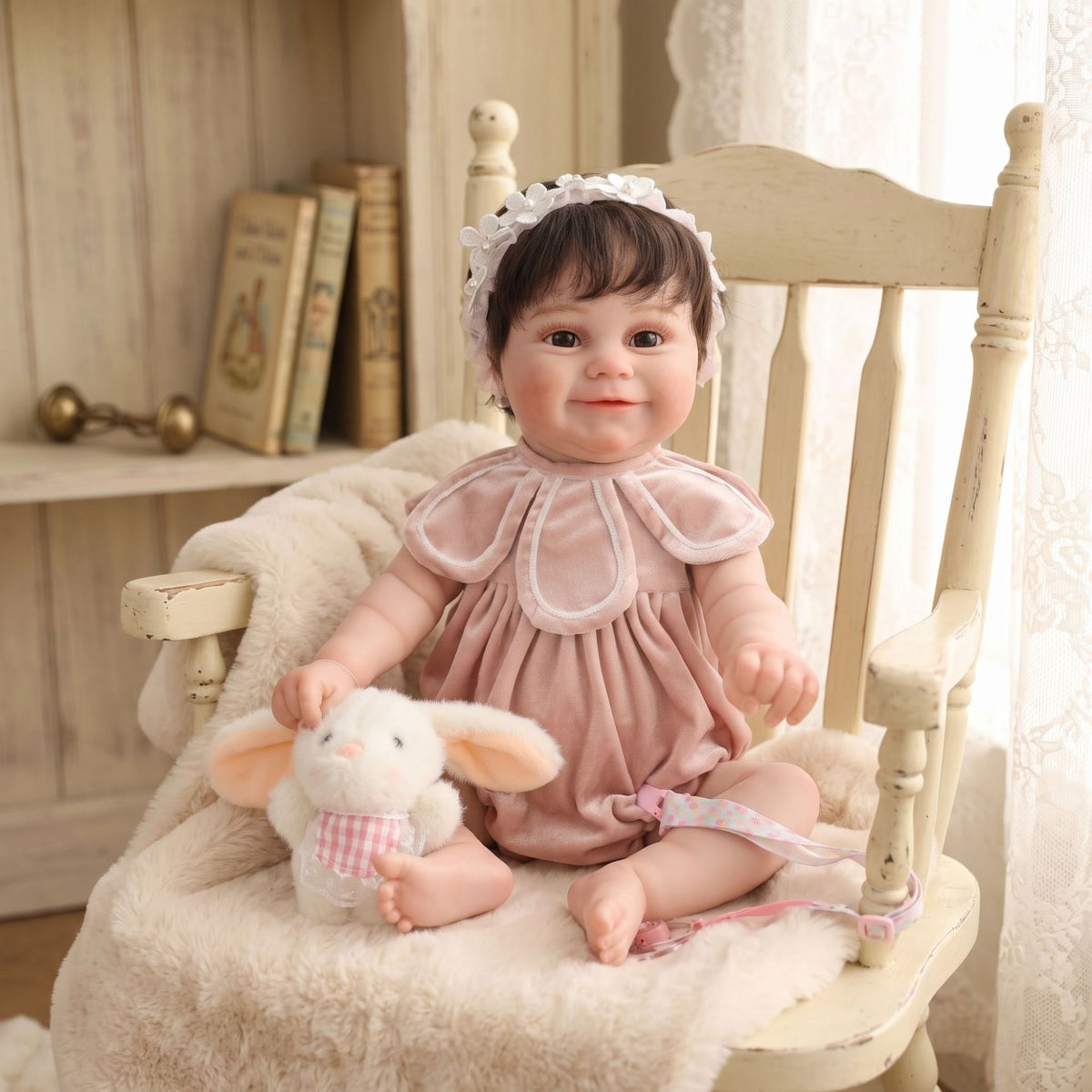 22 Zoll handgefertigte Reborn-Puppe, lebensechte 3D-Haut mit Adern, Ganzkörper-Vinyl-Babypuppe, Geschenk für kleine Mädchen