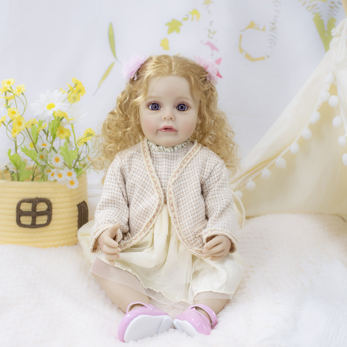 22-Zoll lebensechte Reborn-Puppe mit Ganzkörper-Vinyl, süße Geschenkidee für Kinder und Erwachsene zu besonderen Anlässen