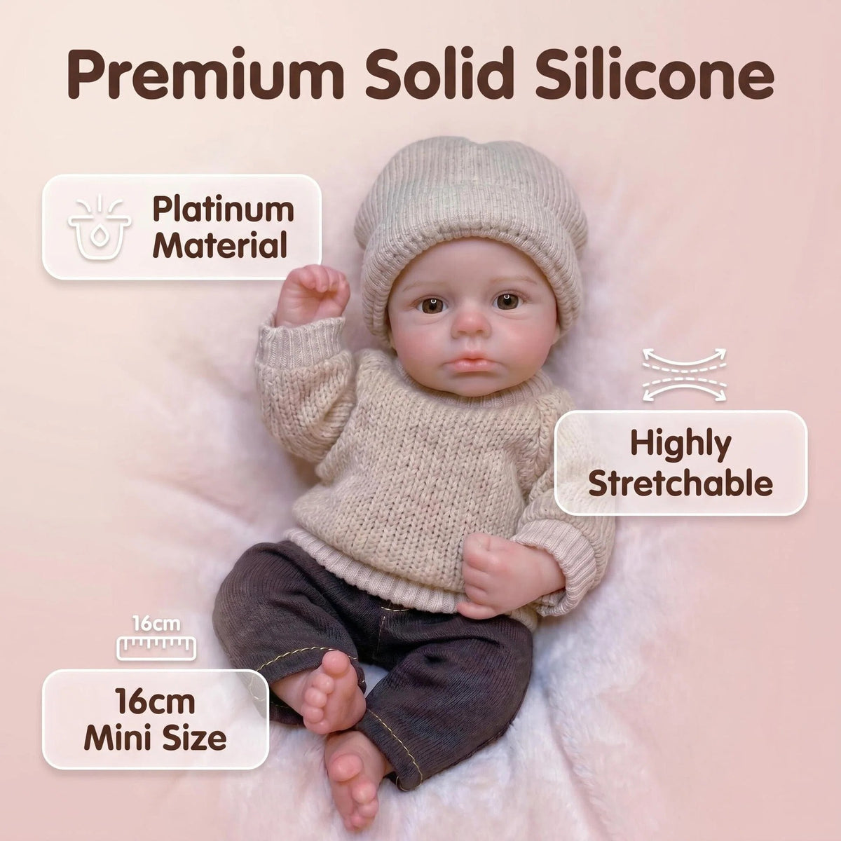 6-Zoll Reborn-Puppe mit Vollsilikonkörper, lebensecht, mit Hautvenen-Textur, handbemalte Neugeborenen-Puppe, komplettes Outfit- und Zubehör-Set