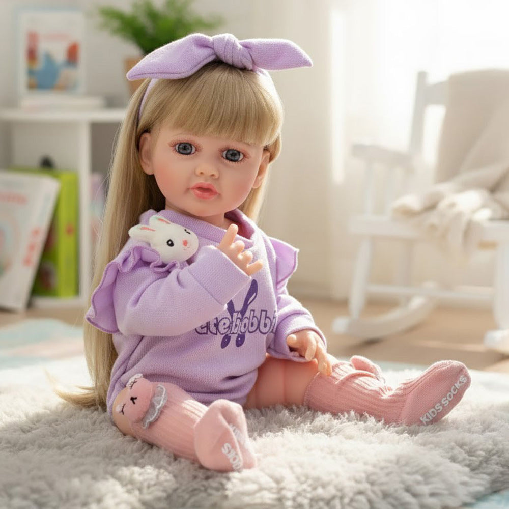 Russisch Englisch Spanisch Weinen und Lachen Dialog 22 Zoll Vollkunststoff Reborn-Puppe Simulations-Babypuppe Mädchen