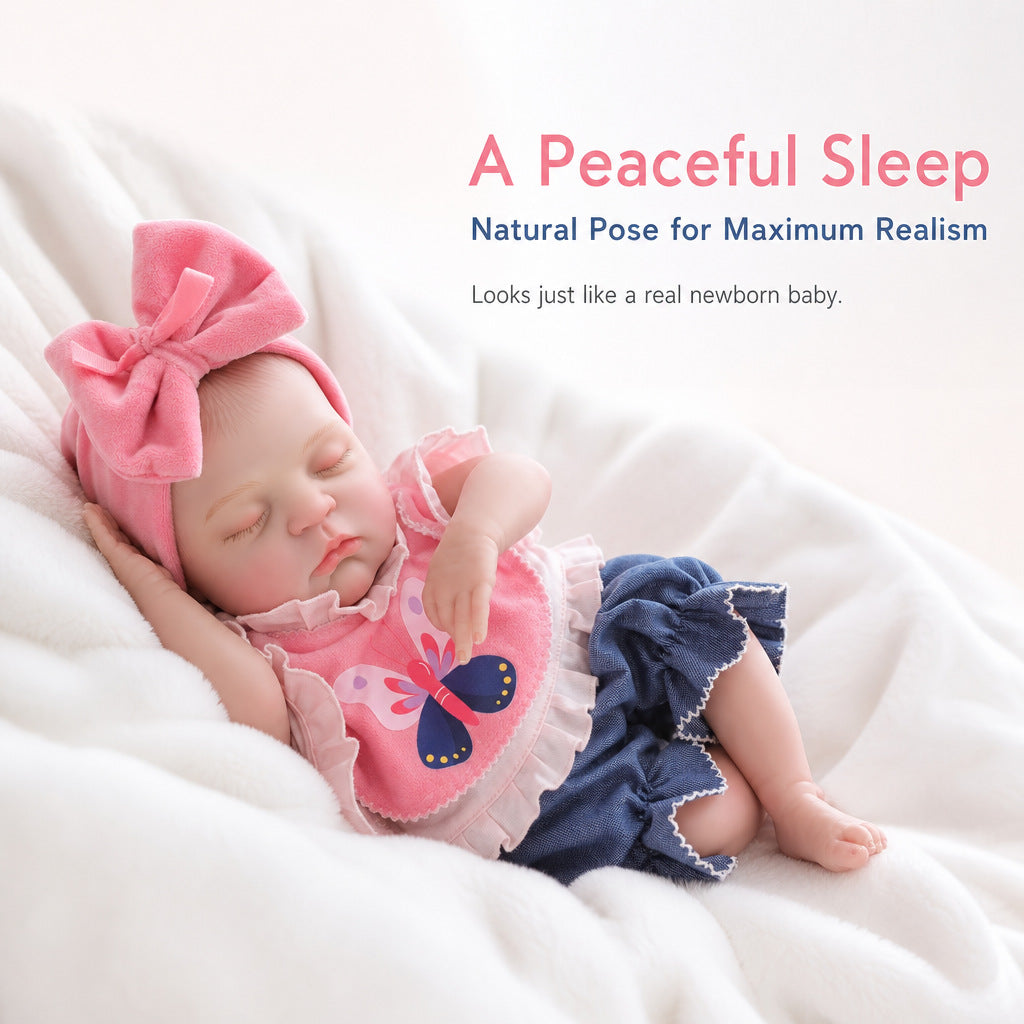 Exklusives Weihnachtsgeschenk, 18 Zoll Reborn-Babypuppe mit rosa Schleife, herzliche Überraschung für Geburtstagspartys