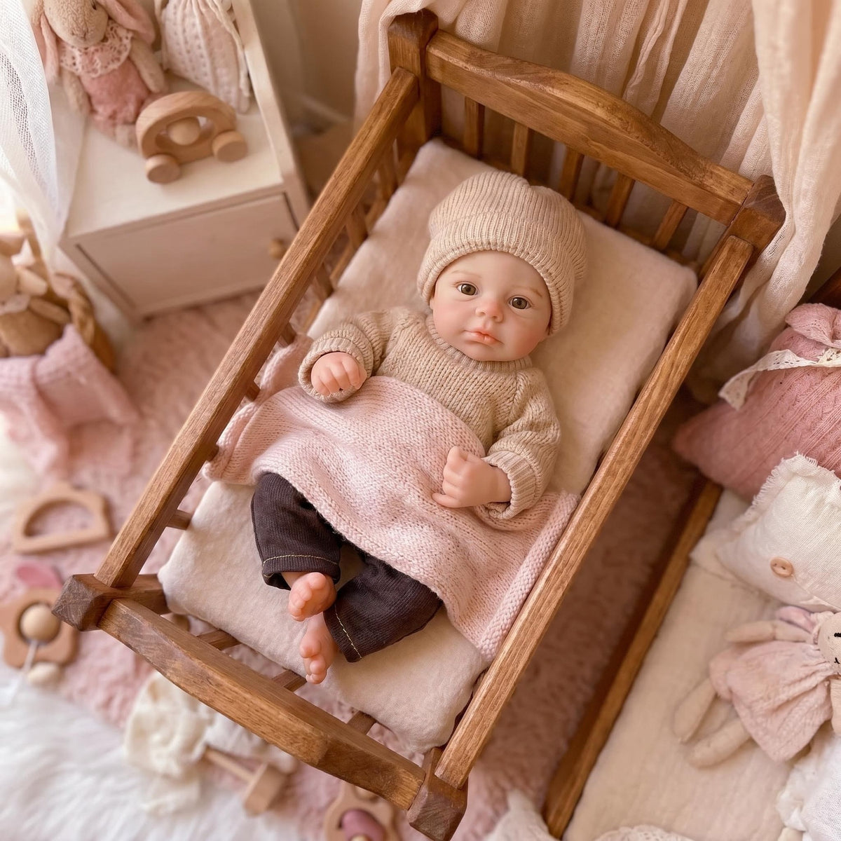 6-Zoll Reborn-Puppe mit Vollsilikonkörper, lebensecht, mit Hautvenen-Textur, handbemalte Neugeborenen-Puppe, komplettes Outfit- und Zubehör-Set
