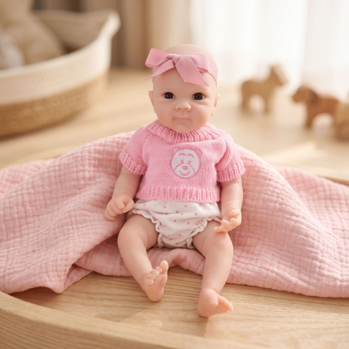 12 Zoll lebensechte Reborn-Babypuppe mit voll massivem Silikonkörper, realistische 3D-Haut mit Adern, handgefertigte Neugeborenenpuppe, perfektes Geburtstags- oder Weihnachtsgeschenk für kleine Mädchen