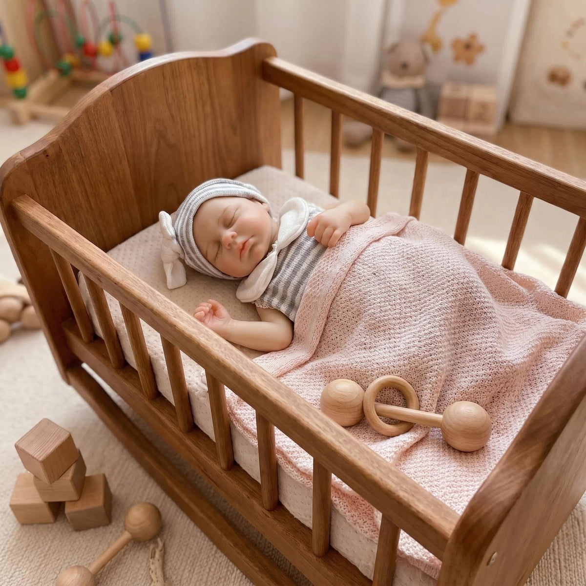 12 Zoll handgefertigtes schlafendes Baby, Vollsilikon-Reborn-Puppe, waschbar, realistisch, Kunstpuppe zum Sammeln