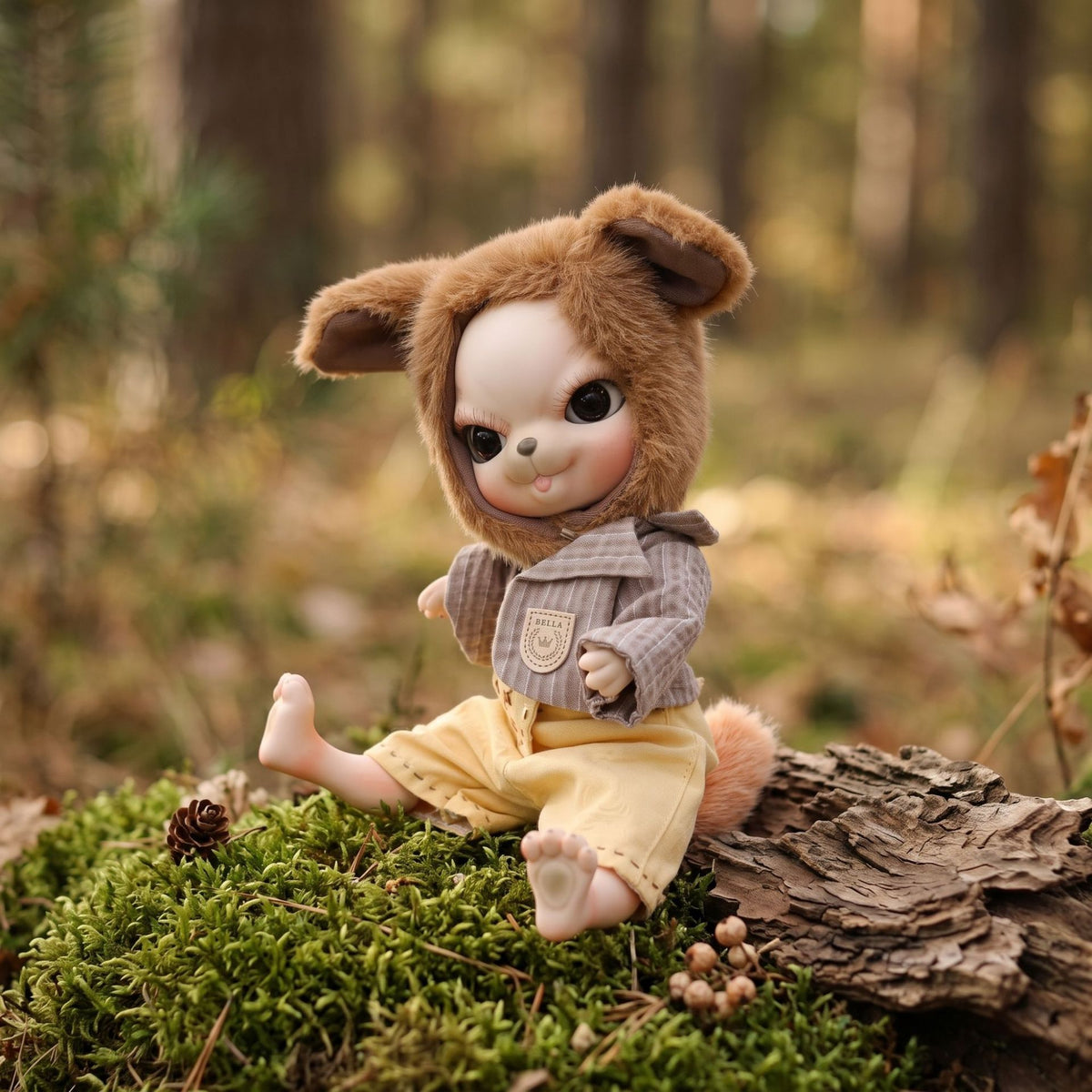 10 Zoll BJD-Puppe mit Keramikkörper, komplettes Plüsch-Outfit, handgefertigt, Dekor, Sammlerstück