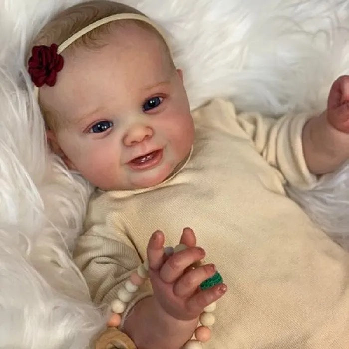 60 cm lebensechte Reborn-Babypuppe mit Stoffkörper, neugeborenes Mädchen, handbemalte Haare, als Geschenk