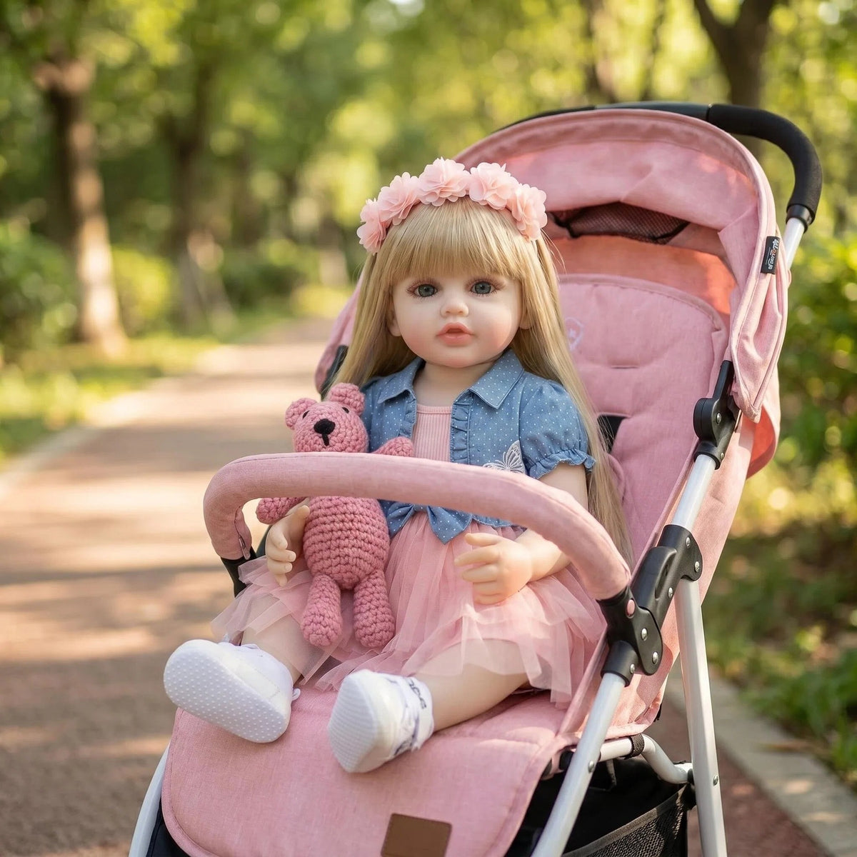 22 Zoll Reborn-Kleinkindpuppe mit blonden Haaren und Ganzkörper-Vinyl, Premium-Kunstpuppe als luxuriöses Geburtstags- und Festtagsgeschenk