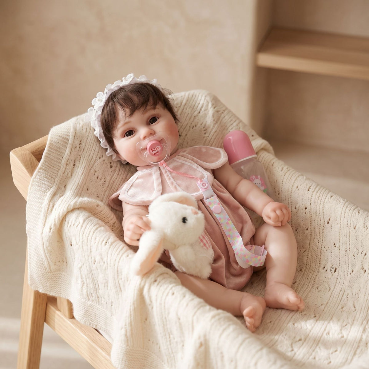 22 Zoll handgefertigte Reborn-Puppe, lebensechte 3D-Haut mit Adern, Ganzkörper-Vinyl-Babypuppe, Geschenk für kleine Mädchen