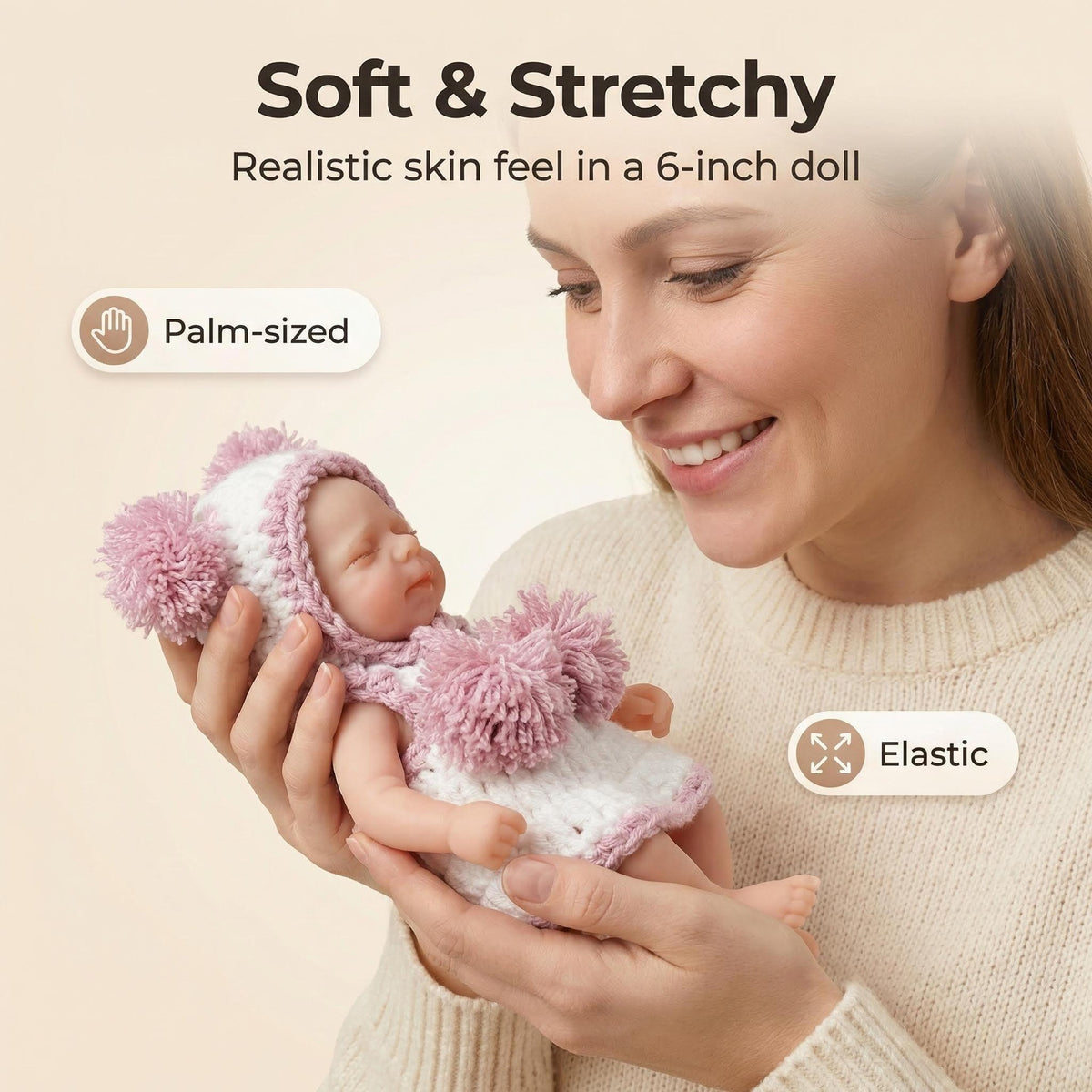 6 Zoll Micro Sleeping Full Silicone Mini Baby Reborn Puppe mit Fütterungszubehör Realistische Puppe