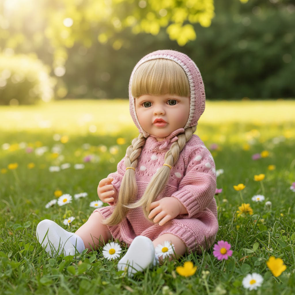 Russisch Englisch Spanisch Weinen und Lachen Dialog 22 Zoll Vollkunststoff Reborn-Puppe Simulations-Babypuppe Mädchen