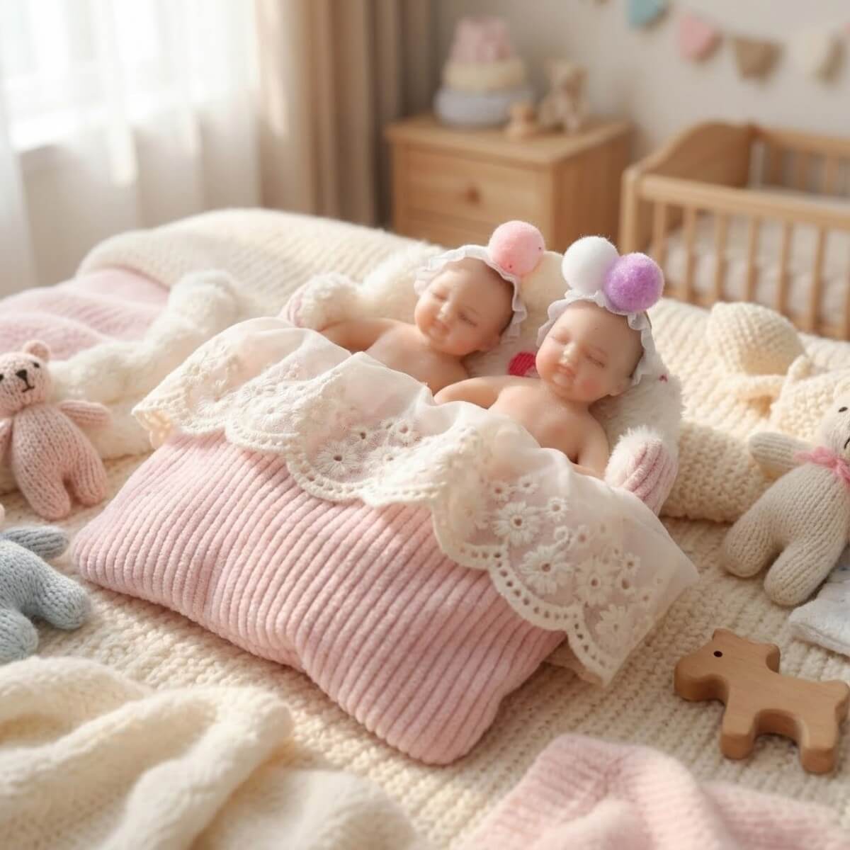 Lebensechte Silikon-Reborn-Zwillingsbabypuppe 4 Zoll