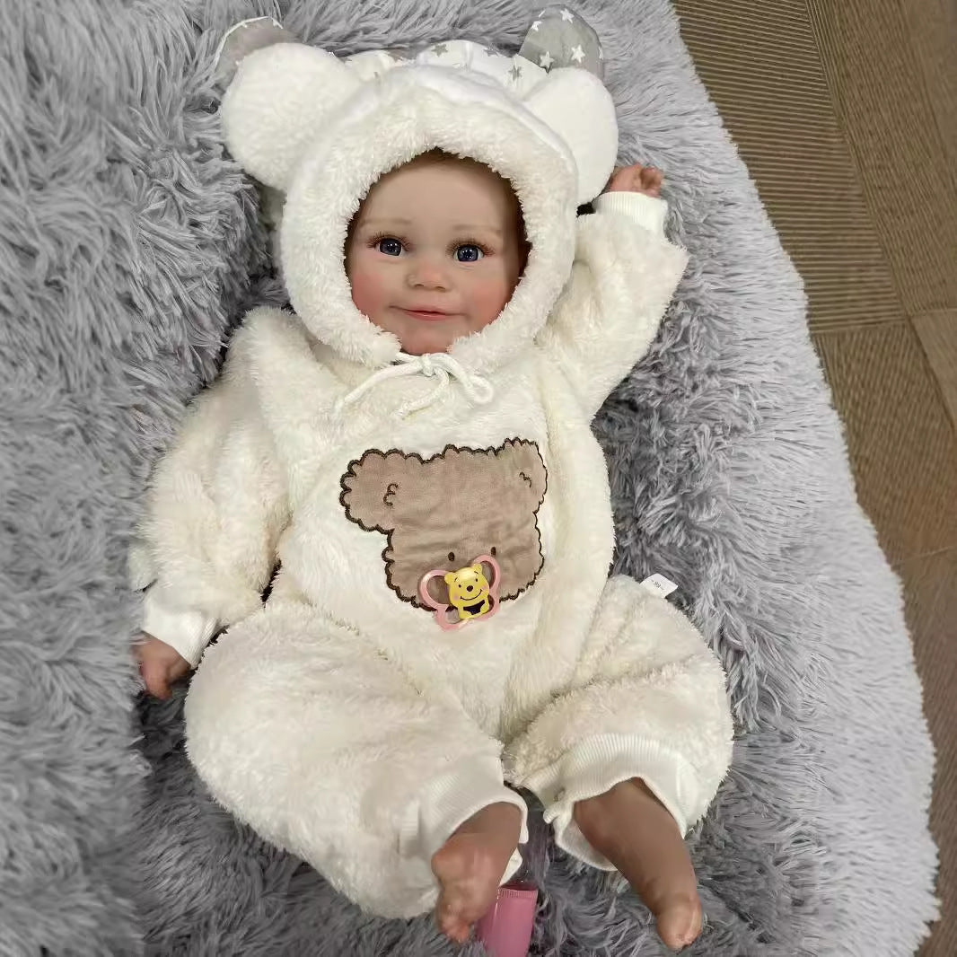 61 cm Reborn-Puppen mit Stoffkörper, weich, mit gemalten Haaren, neugeborene Babypuppen, Spielzeug für Mädchen, Reborn-Puppen