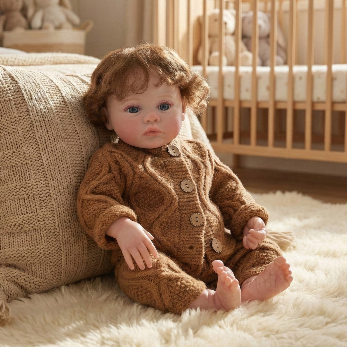 45 cm Reborn-Puppe mit implantierten Haaren, Baby-Simulation