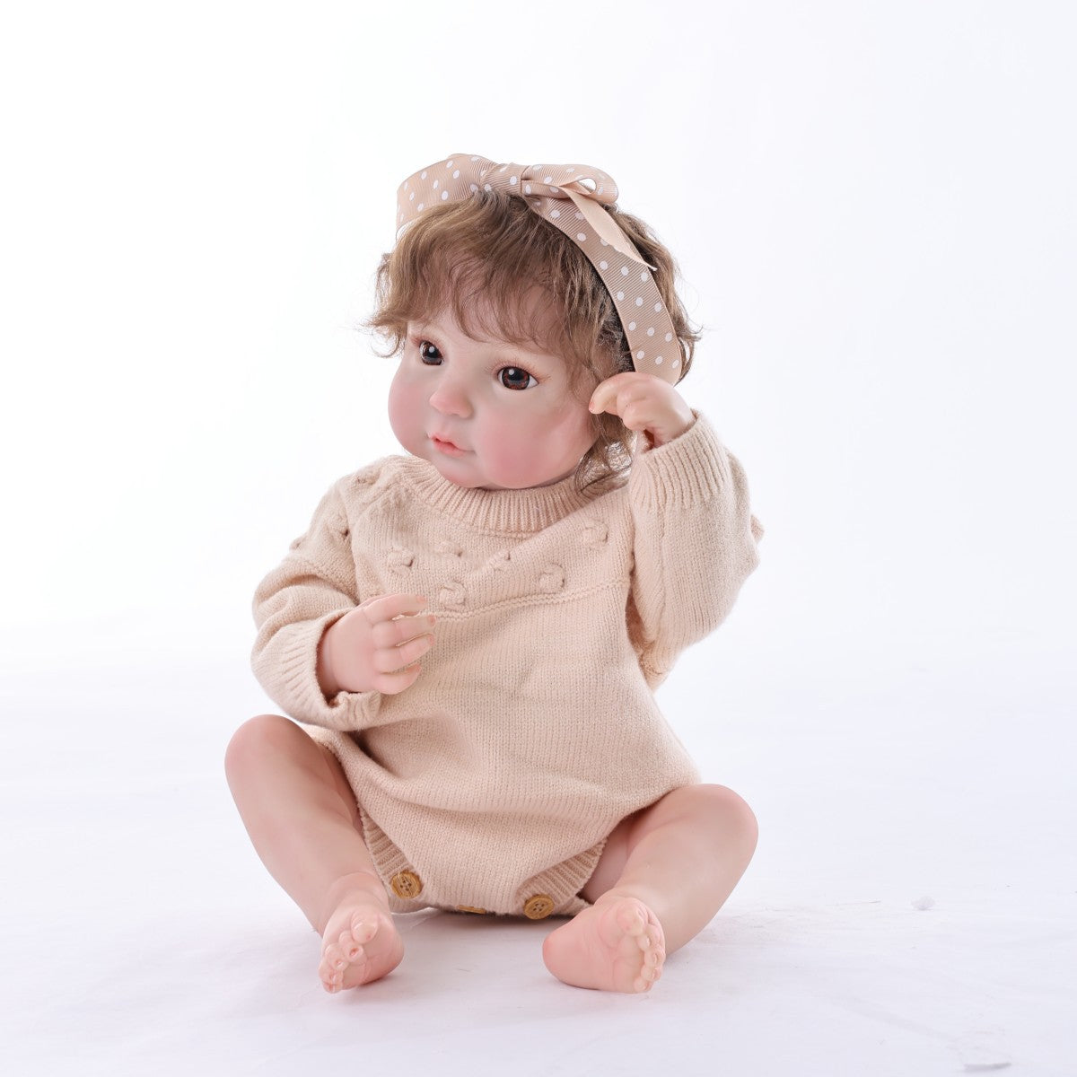 50 cm Reborn-Babypuppe mit implantierter Haar-Simulation, handgefertigt, exquisit bemalte 3D-Puppe