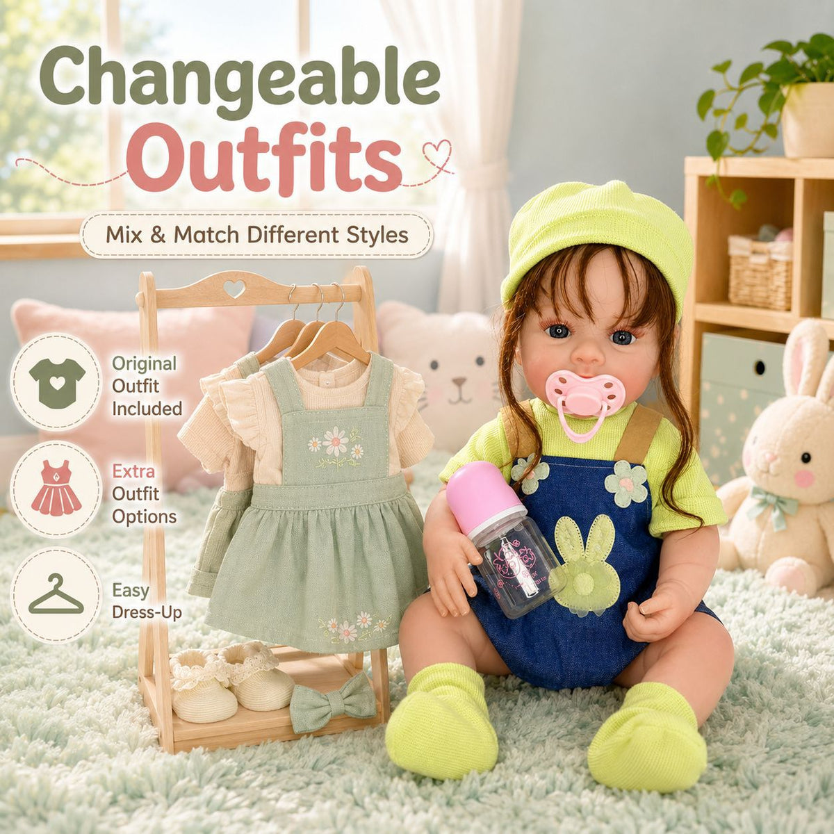 Lebensechte 46 cm Reborn-Puppe mit Ganzkörper-Vinyl, vielseitiger Spielgefährte für Kinder und erwachsene Liebhaber für festliche Anlässe