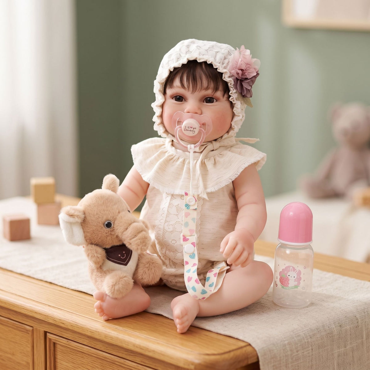 Handgefertigte 22-Zoll-Reborn-Puppe mit realistischer 3D-Hautstruktur und sichtbaren Adern, Ganzkörper-Vinyl, lebensechte Neugeborenen-Puppe, Geburtstagsgeschenk für kleine Mädchen und Sammler