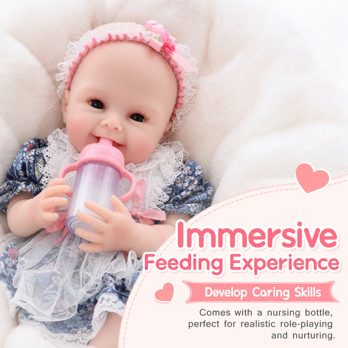 17 Zoll Reborn Babypuppe, niedliche Vollsilikon-Babypuppe, realistische Neugeborenen-Puppe, Spielzeug, Weihnachtsgeschenk