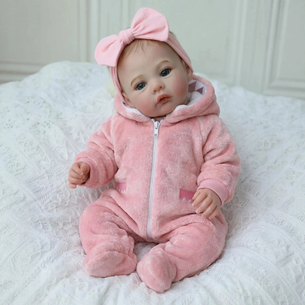 18 Zoll Reborn Ganzkörper-Vinylpuppe, realistische Reborn-Babypuppe Mädchen, echtes Geschenk mit komplettem Zubehör für 3-jährige Kinder