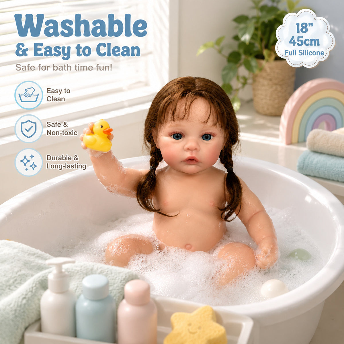 Lebensechte 46 cm Reborn-Puppe mit Ganzkörper-Vinyl, vielseitiger Spielgefährte für Kinder und erwachsene Liebhaber für festliche Anlässe