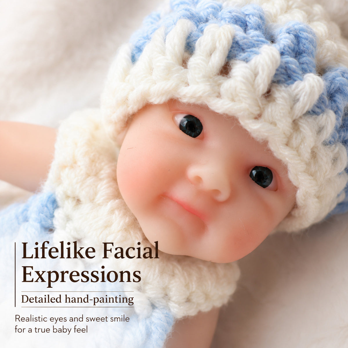 6-Zoll-Handflächen-Reborn-Babypuppe aus massivem Silikon, realistische, dehnbare Spielzeugpuppe als Geschenk für Kinder