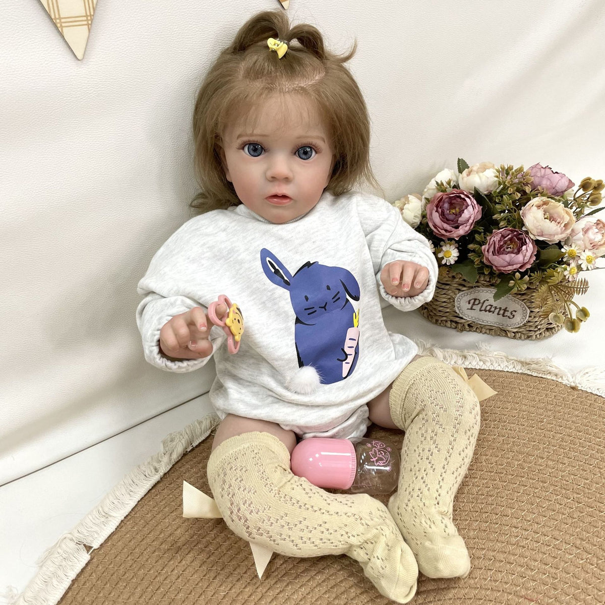 24 Zoll lebensechte, handgefertigte Reborn-Babypuppe, weicher Stoffkörper, 3D-echte Haut, Kinderspielzeug, Geschenk für Mädchen