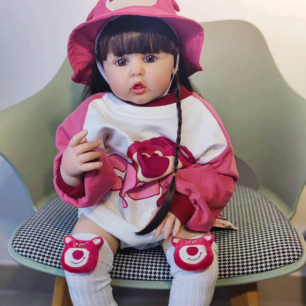 24 Zoll realistische Reborn-Puppe mit großen Augen und Stoffkörper, Weihnachtsgeschenk für Mädchen und Sammler