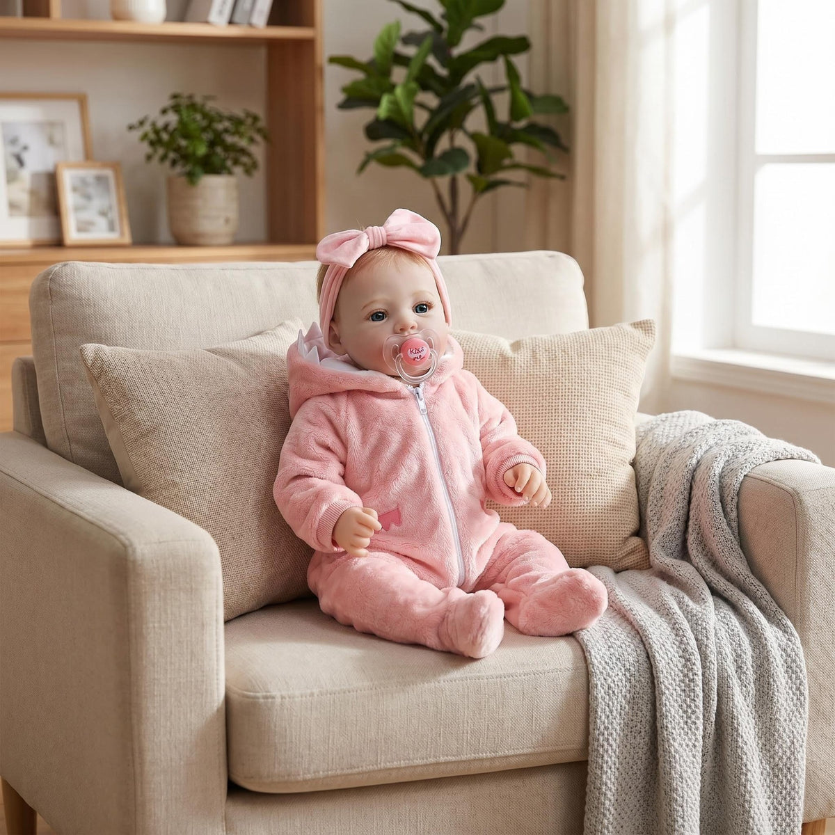 18 Zoll Reborn Ganzkörper-Vinylpuppe, realistische Reborn-Babypuppe Mädchen, echtes Geschenk mit komplettem Zubehör für 3-jährige Kinder