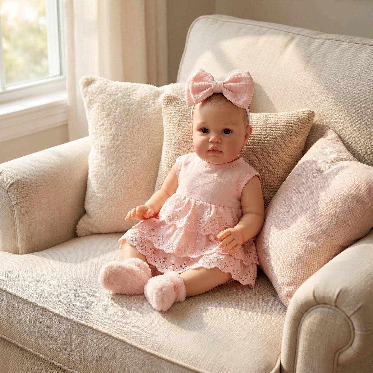 22 Zoll Reborn-Babypuppe mit Stoffkörper und beweglichen Vinylgliedmaßen, durchdachtes Geschenk für Geburtstagsfeiern, Thanksgiving, Weihnachten und alle festlichen Anlässe