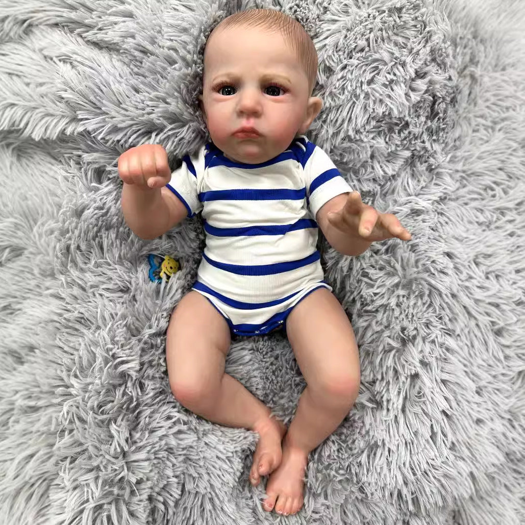 58 cm realistische Reborn-Babypuppe mit weichem Stoffkörper, 3D-Haut mit sichtbaren Äderchen, handgefertigte Neugeborenen-Puppe, Geschenkspielzeug für kleine Mädchen und Sammler