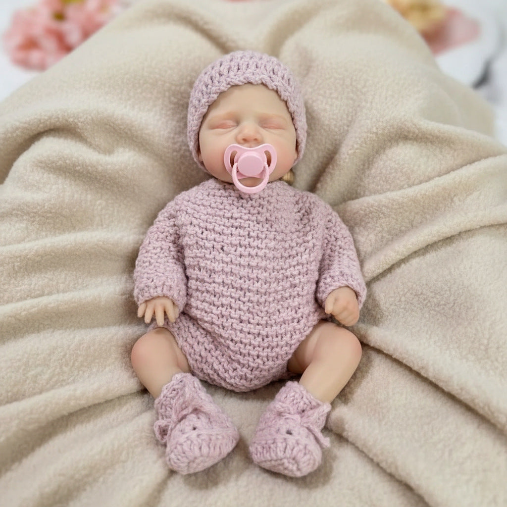 12-Zoll-Reborn-Puppe aus massivem Silikon, hellvioletter Pullover, Pascale-Simulationsspielzeugpuppe