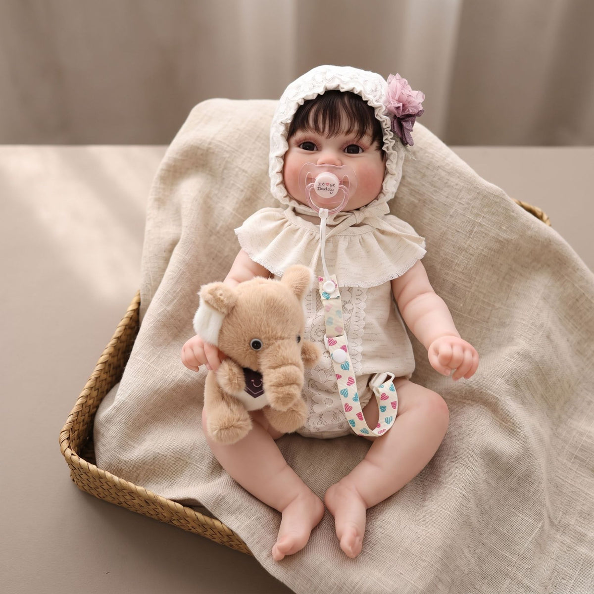 Handgefertigte 22-Zoll-Reborn-Puppe mit realistischer 3D-Hautstruktur und sichtbaren Adern, Ganzkörper-Vinyl, lebensechte Neugeborenen-Puppe, Geburtstagsgeschenk für kleine Mädchen und Sammler