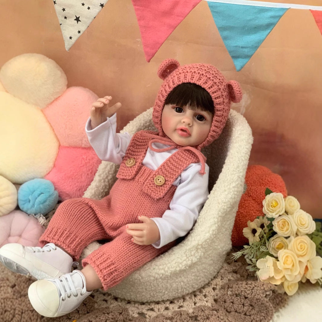 22 Zoll Reborn-Puppe mit Ganzkörper-Vinyl und Sound-Sensor, interaktives Begleitspielzeug für Kinder und Erwachsene, Geschenkidee für Geburtstage und Feiertage
