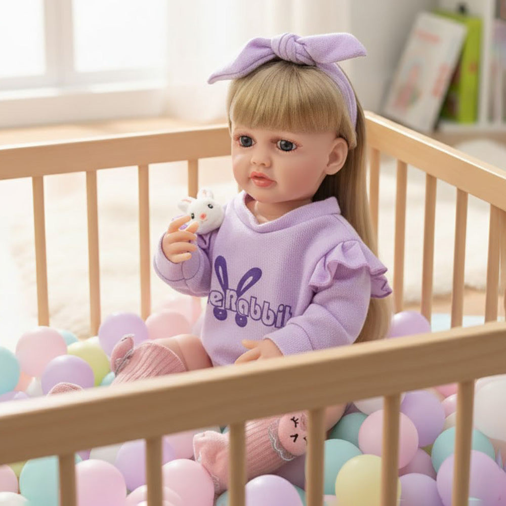 Russisch Englisch Spanisch Weinen und Lachen Dialog 22 Zoll Vollkunststoff Reborn-Puppe Simulations-Babypuppe Mädchen